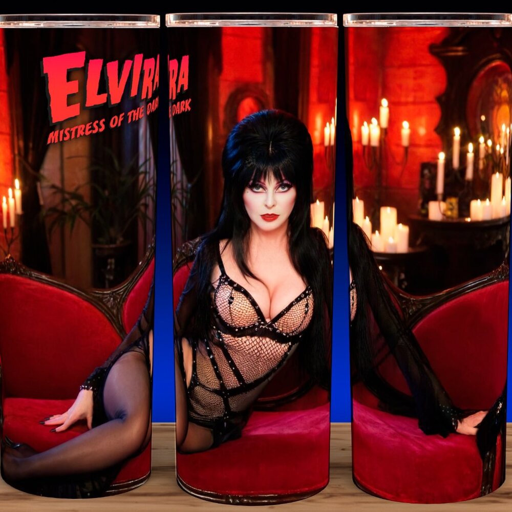 Elvira Mistress of the Dark in Red Mansion Cup Mug Tumbler 20oz